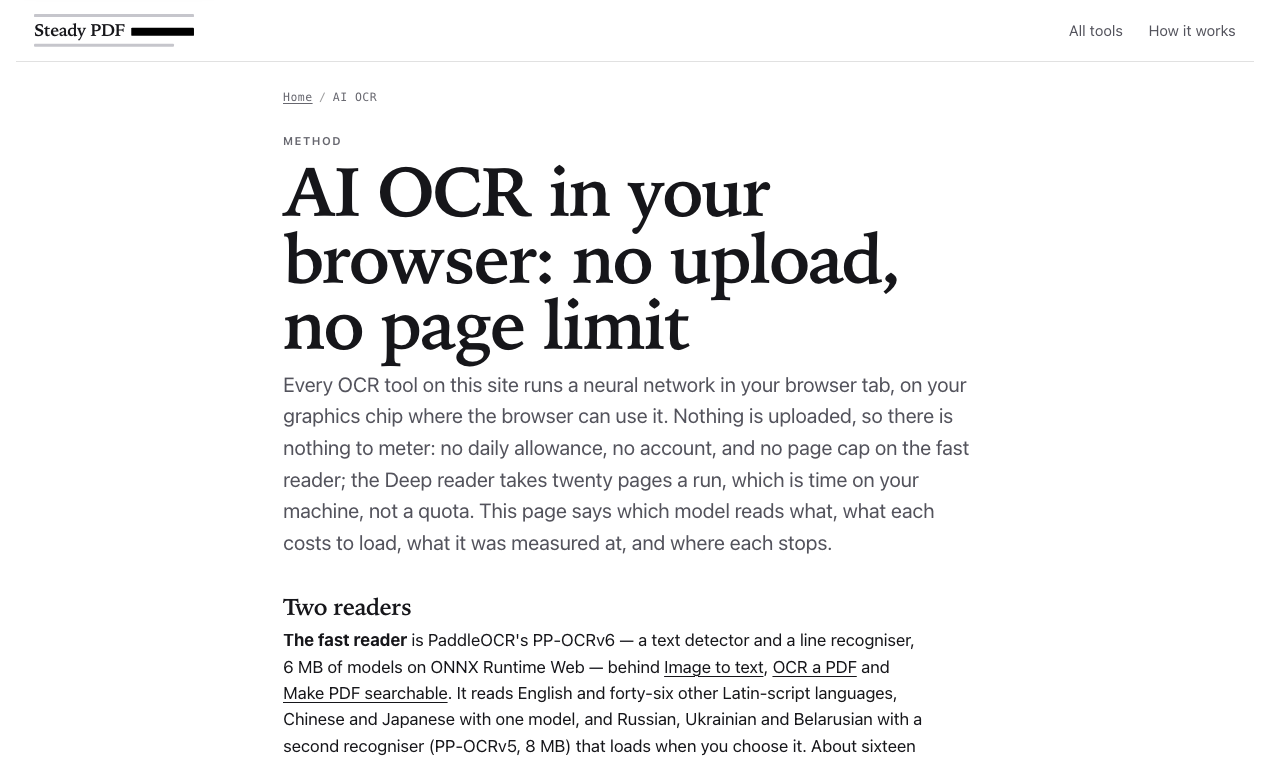 The AI OCR page