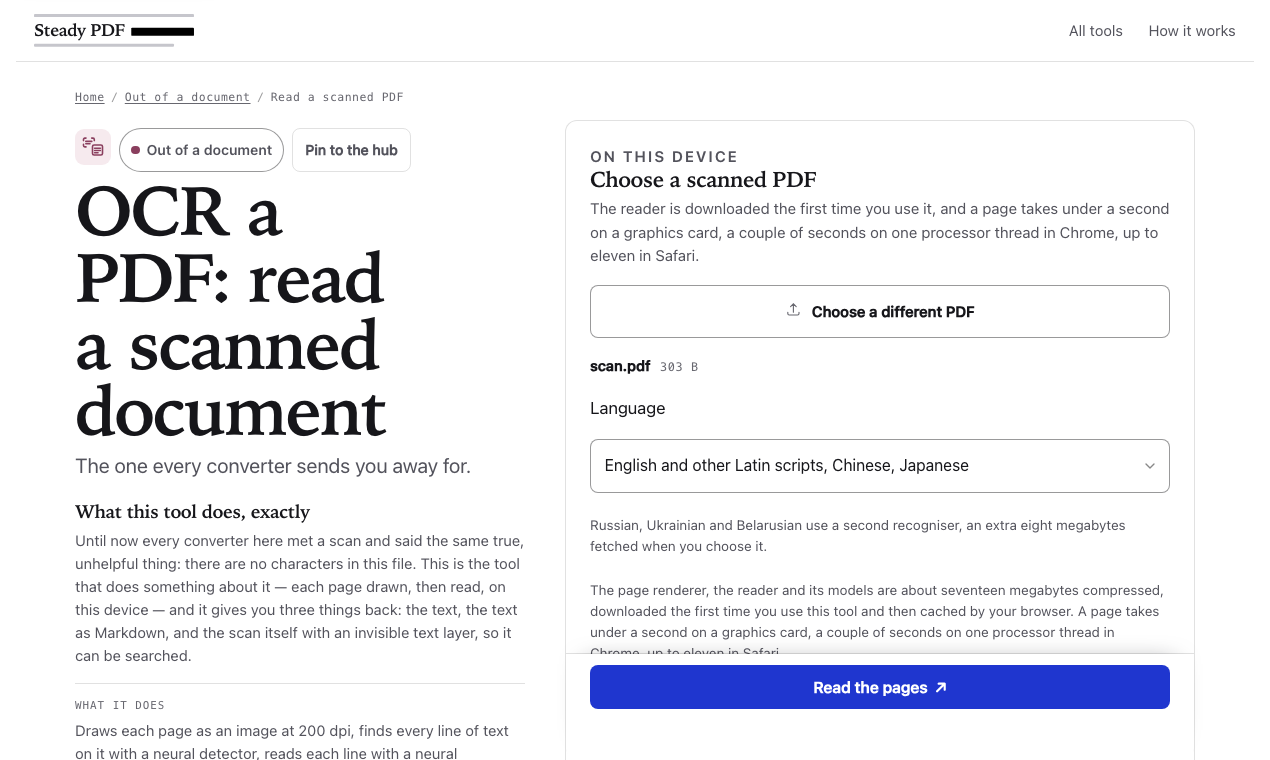 OCR a PDF, with the Pro door
